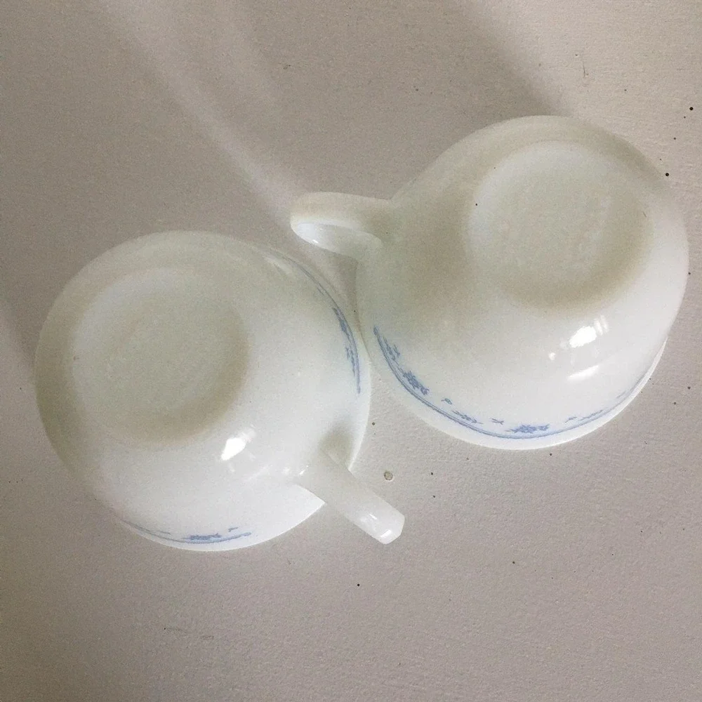 Pyrex Morning Glory Floral Tea Cup Set OS White Blue